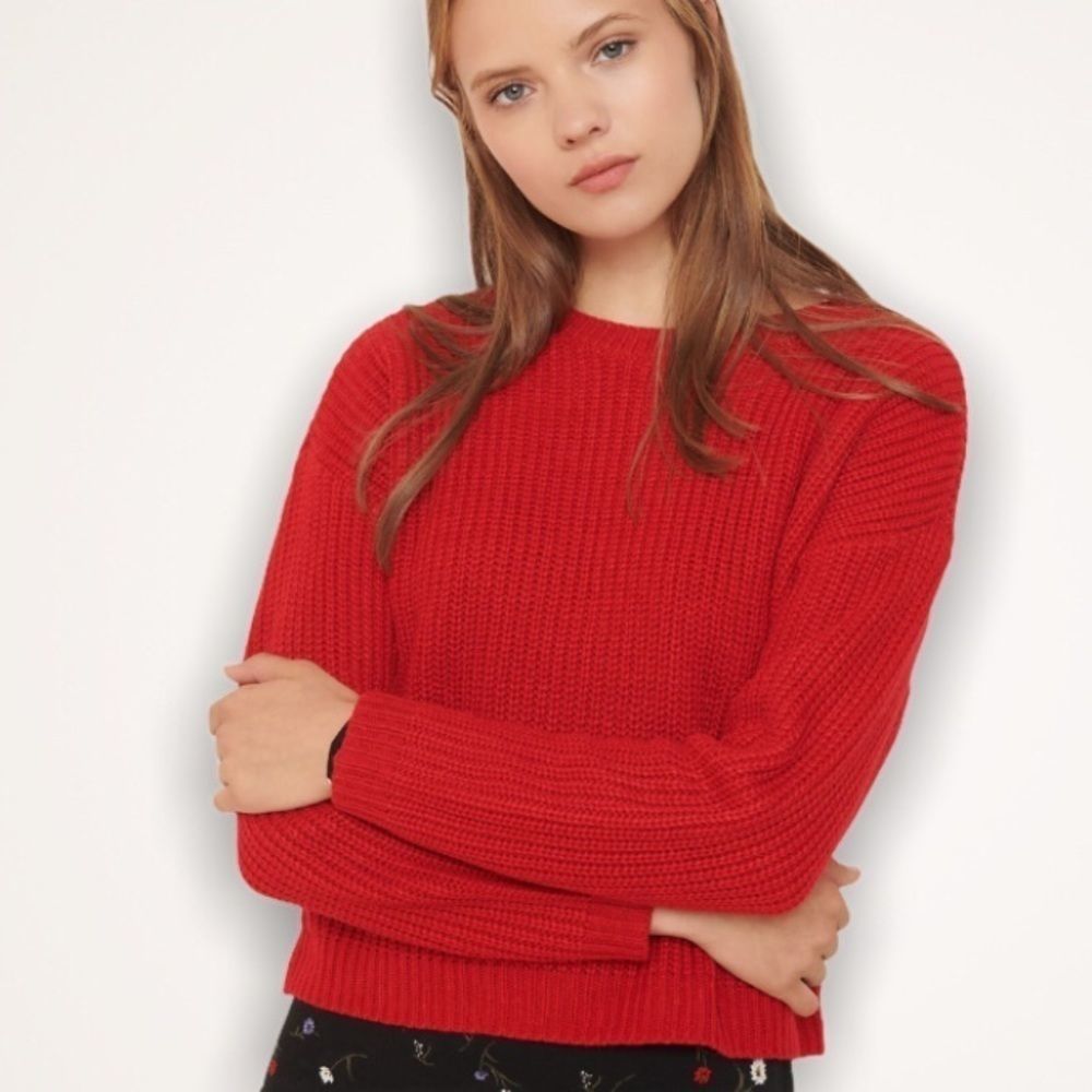 GARAGE Red Knit Boxy Fit Cozy Sweater
